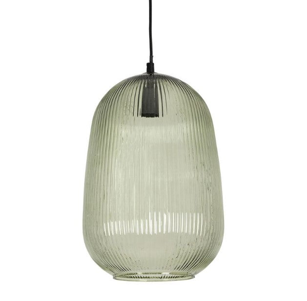Suspension LUMI en verre – Vert clair – D22,5 × H33 cm
