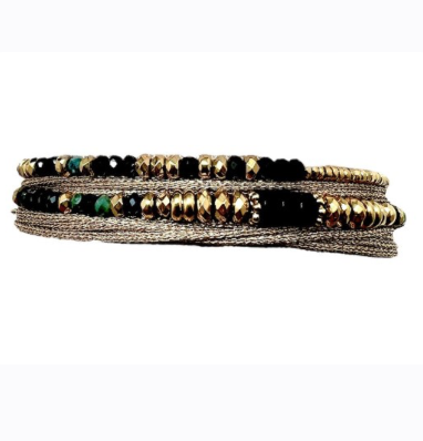 BRACELET RIM 2 TOURS -B1 spinelle noir