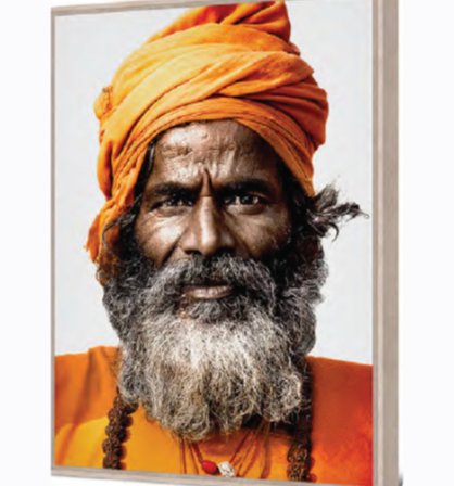 Toile + cadre naturel homme orange