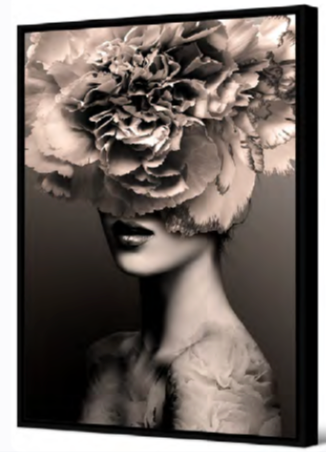 Toile femme + cadre noir