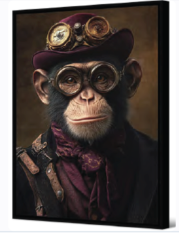 Toile singe + cadre noir