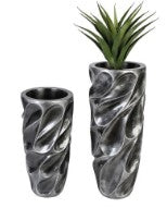 CACHE-POT XXL POLY ARGENT H90CM