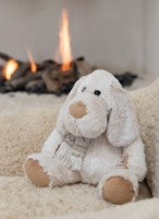 Peluche Chien Assis – Polyester Beige et Marron (Taille M)