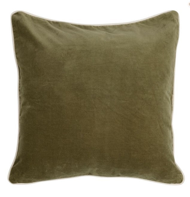 Housse de coussin Bitki – Velours coton, 45 x 45 cm, Kaki