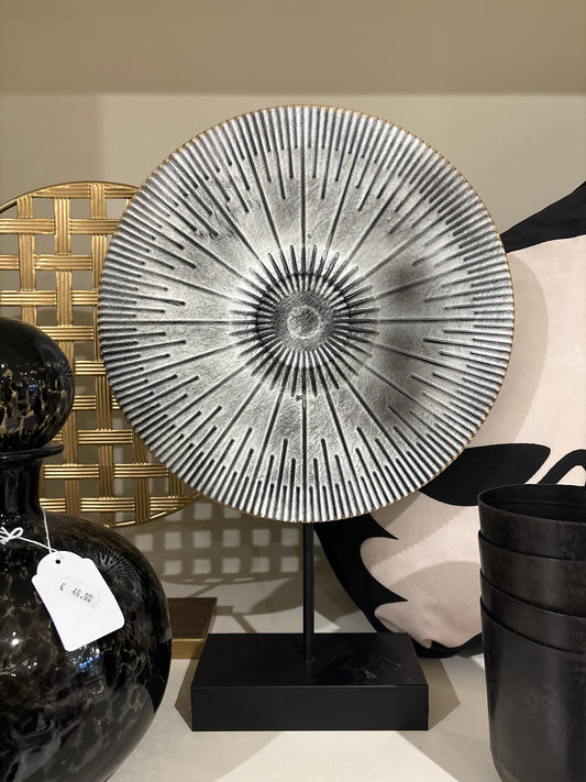 Relief décoratif rond "Zagora" – Métal gris