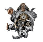 Objet décoratif tête de mort à tentacules – Résine argentée – 17 × 14 × 15 cm