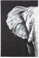 Tableau "Éléphant" – 60 x 90 cm, Châssis entoilé, cadre bois gris