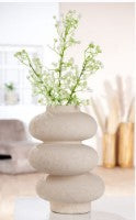 VASE CERAMIQUE GRIS CLAIR H 21CM